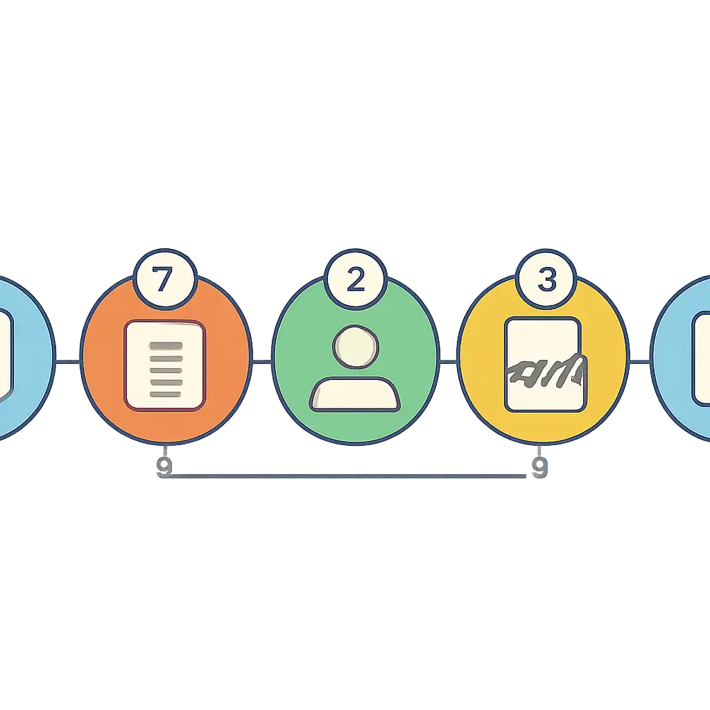 Five numbered circular icons connected by arrows in a horizontal flow, Checking a Ticket Number Against the Official Result